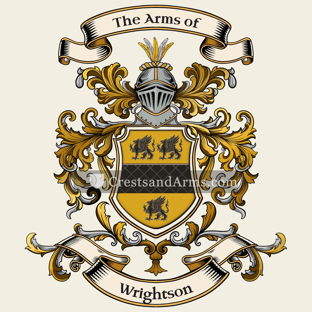 The Wrightson coat of arms, drawn from the recorded blazon