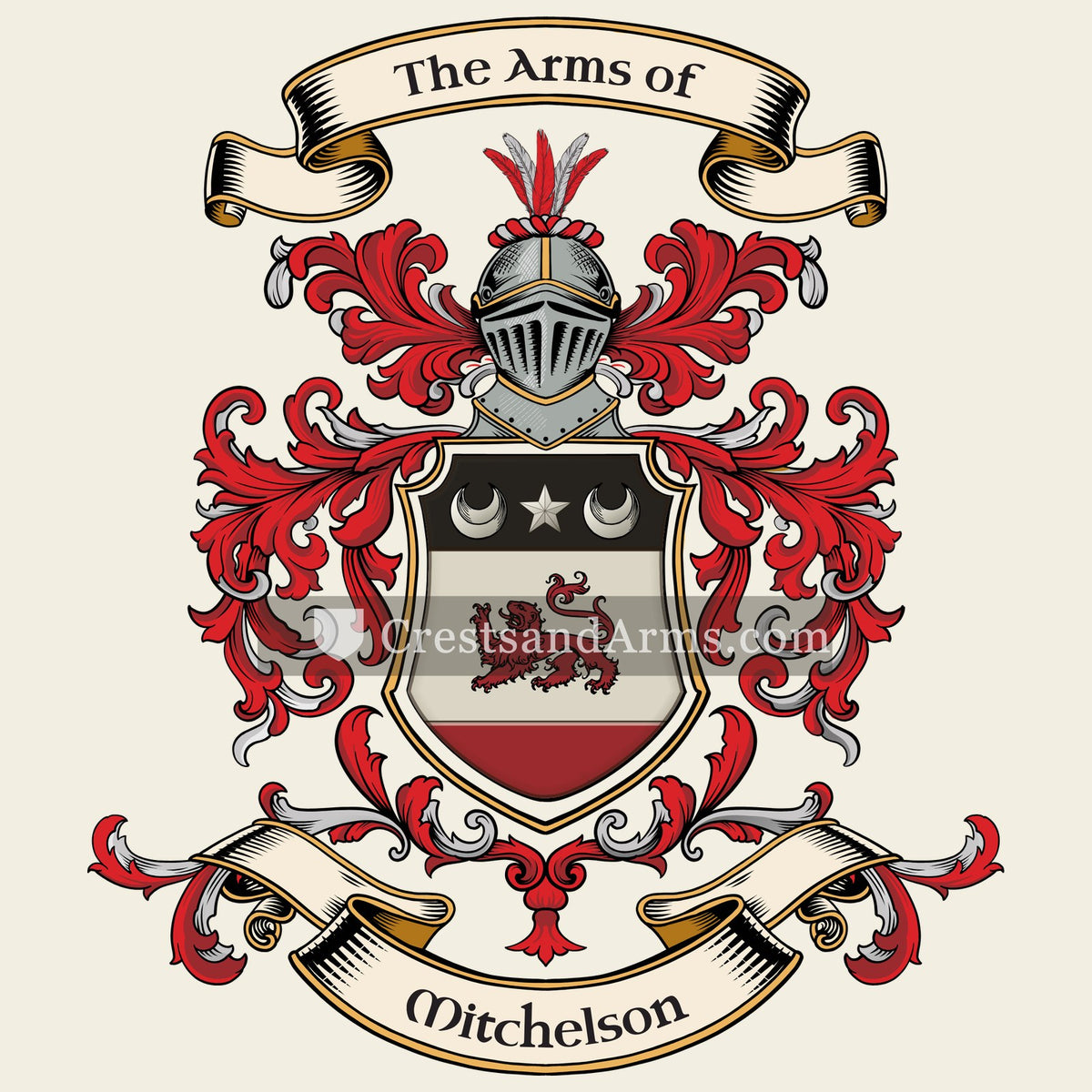 The Mitchelson coat of arms, drawn from the recorded blazon