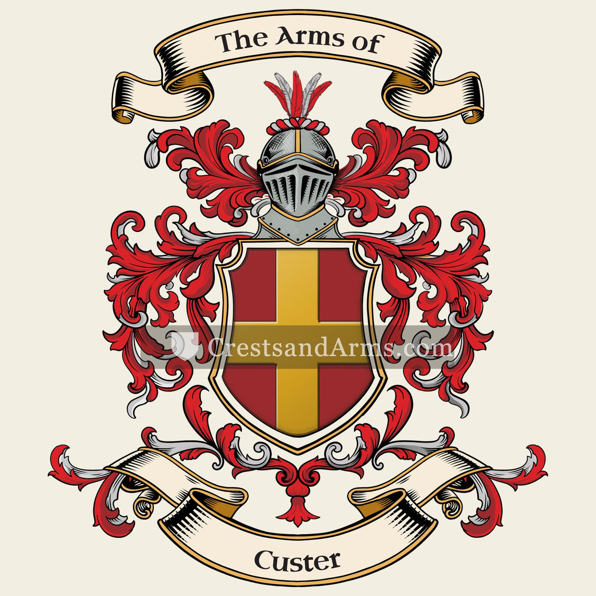 The Custer coat of arms, drawn from the recorded blazon