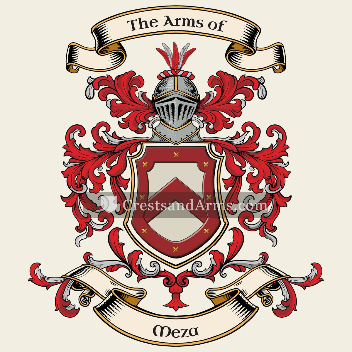 The Meza coat of arms, drawn from the recorded blazon