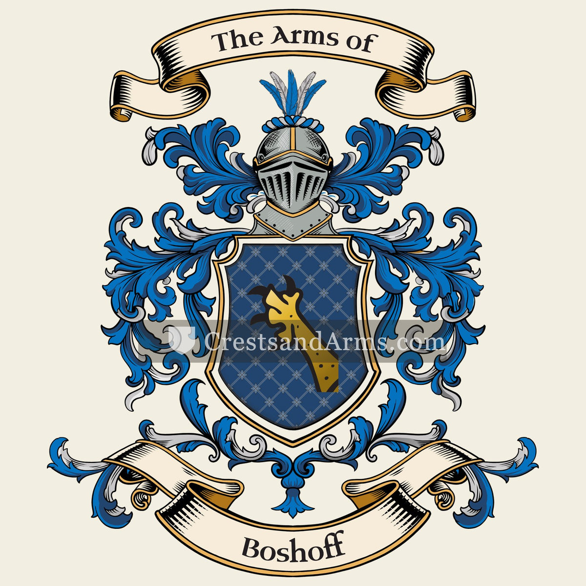 The Boshoff coat of arms, drawn from the recorded blazon