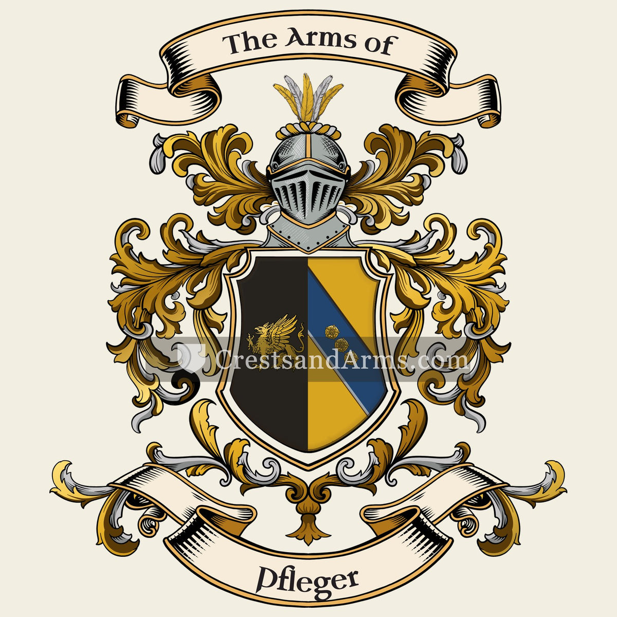 The Pfleger coat of arms, drawn from the recorded blazon