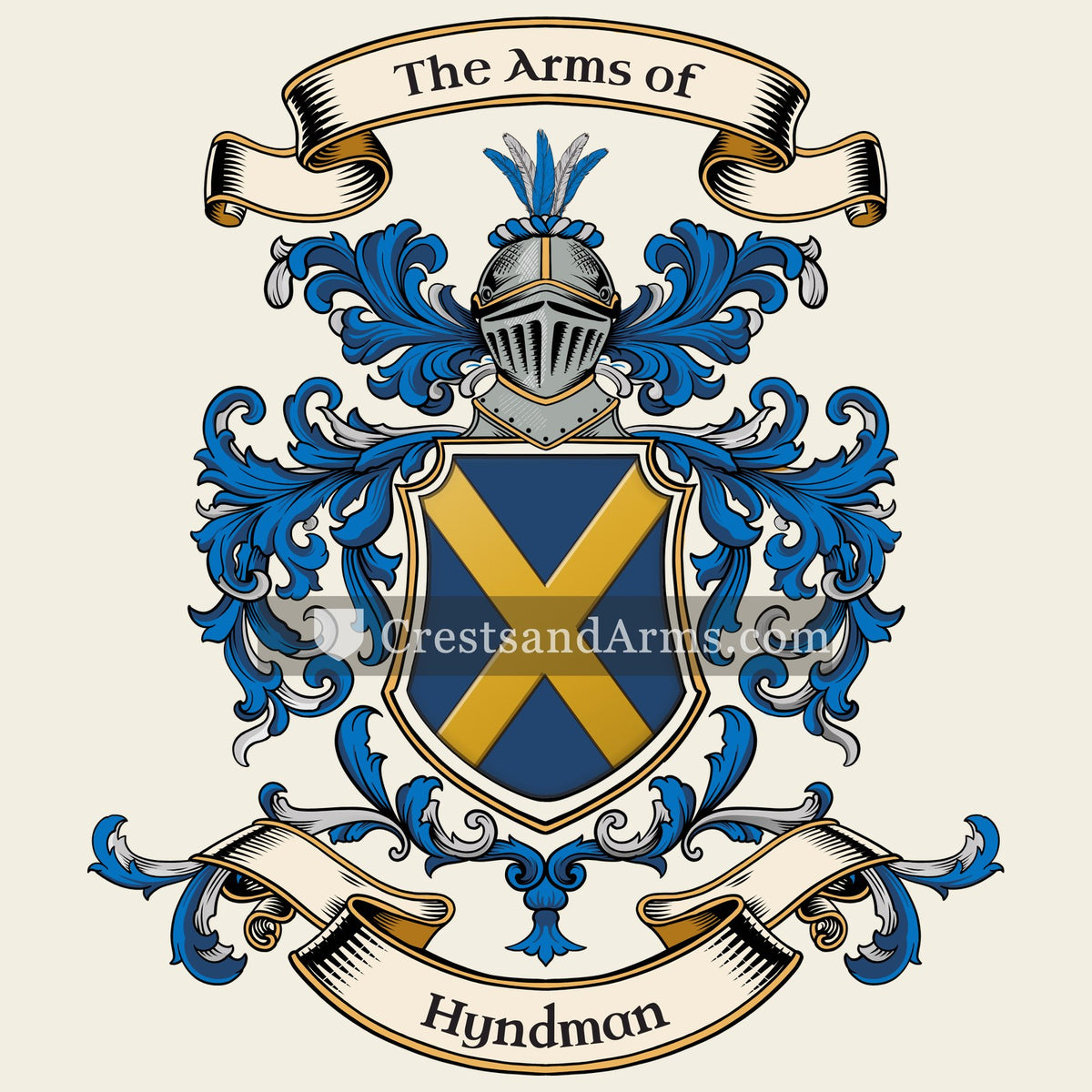 The Hyndman coat of arms, drawn from the recorded blazon