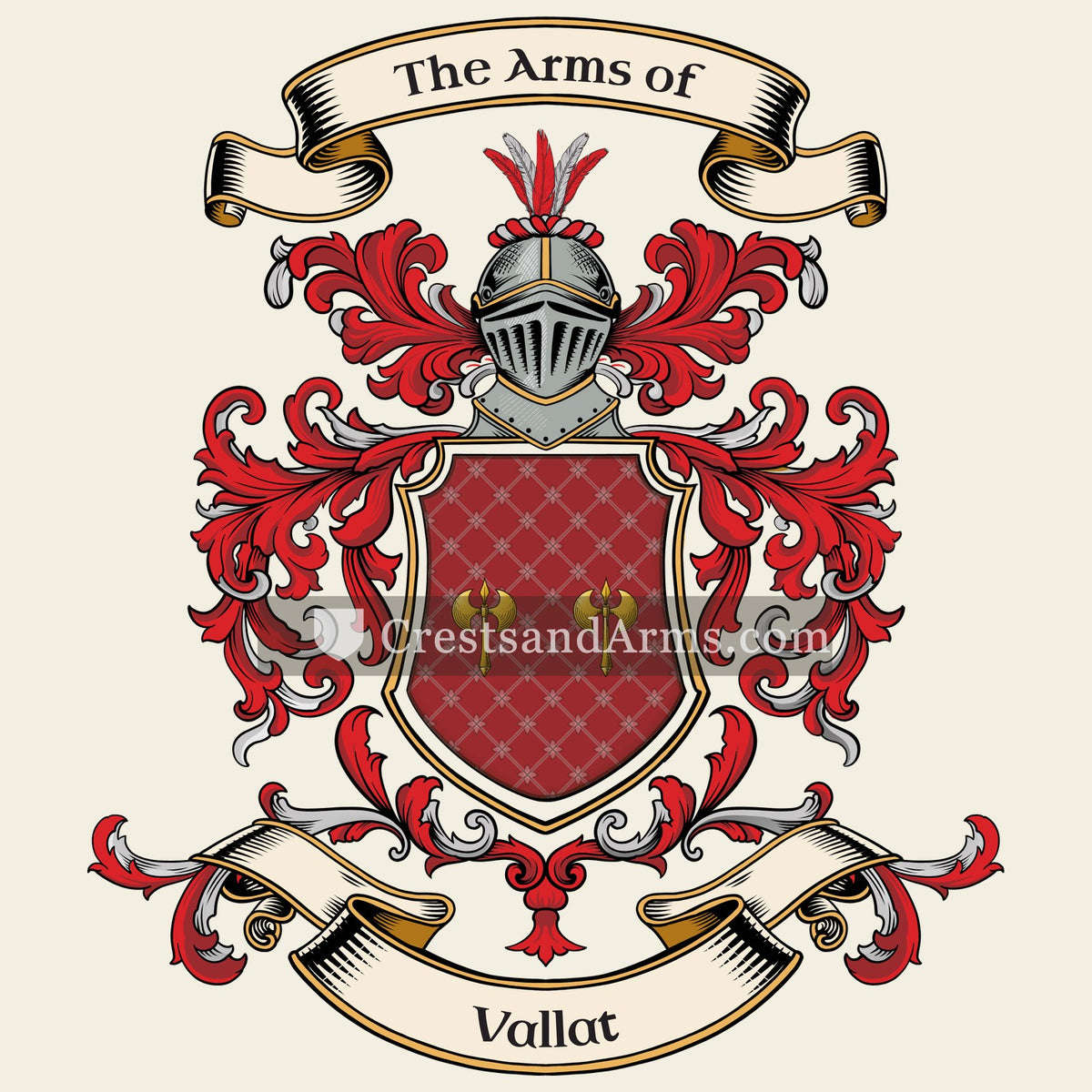 The Vallat coat of arms, drawn from the recorded blazon