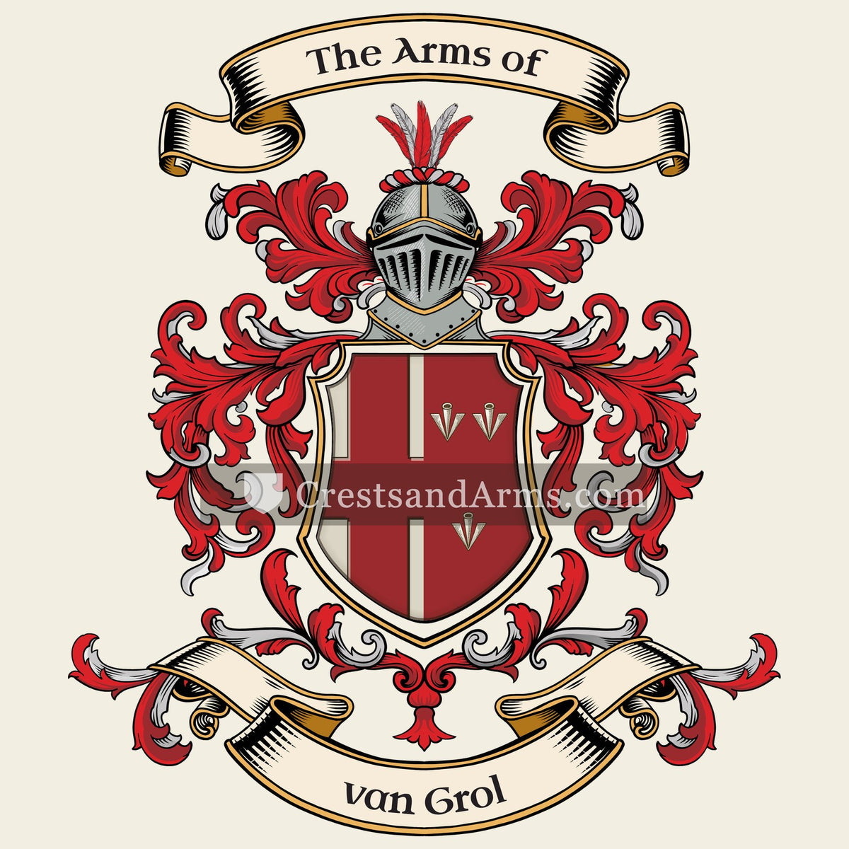 The van Grol coat of arms, drawn from the recorded blazon