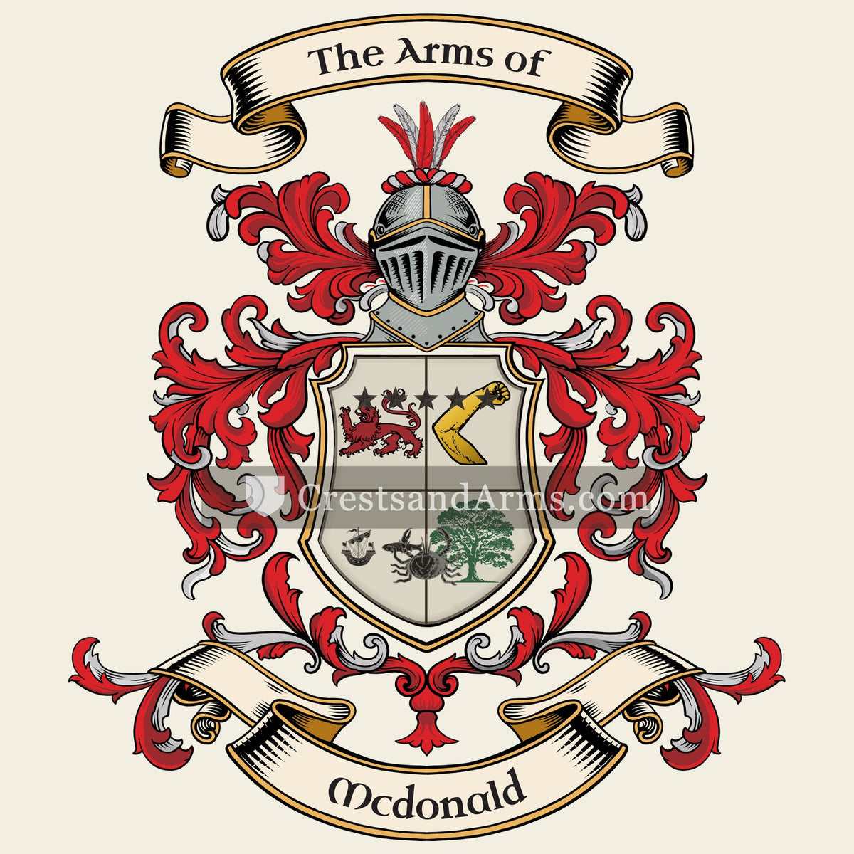 The Mcdonald coat of arms, drawn from the recorded blazon