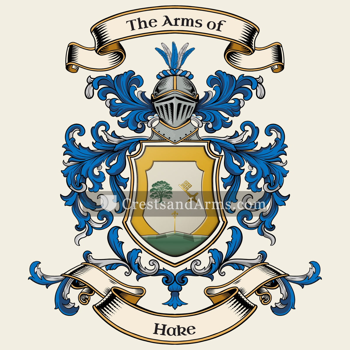 The Hake coat of arms, drawn from the recorded blazon