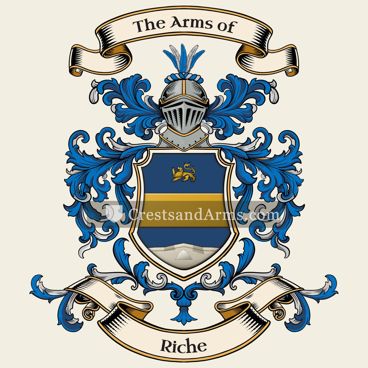 The Riche coat of arms, drawn from the recorded blazon