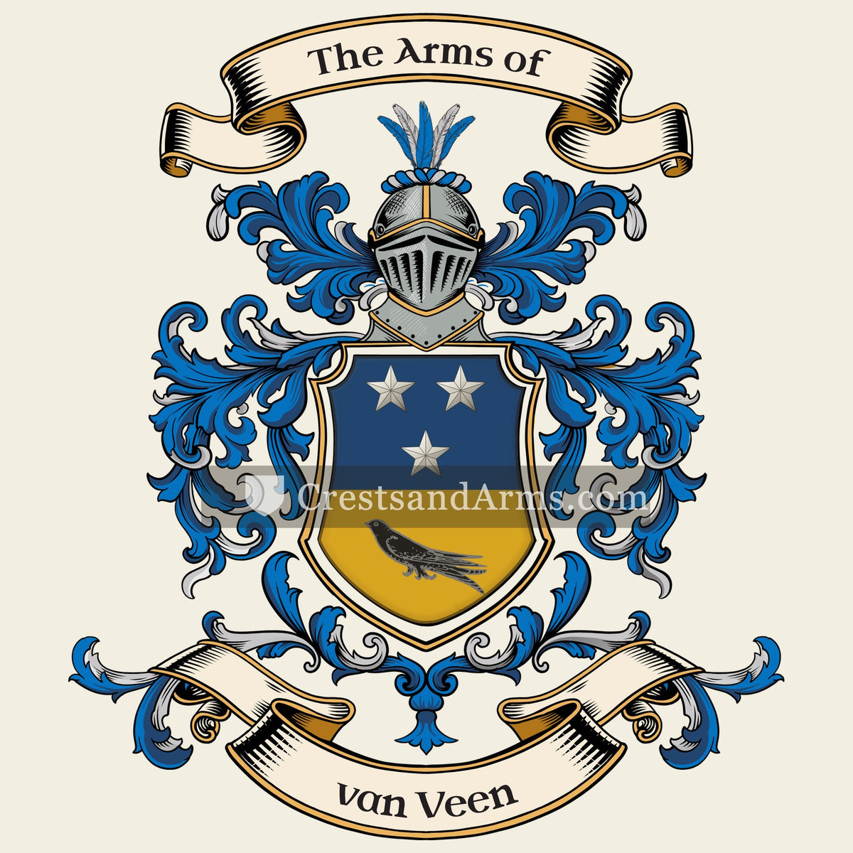 The van Veen coat of arms, drawn from the recorded blazon