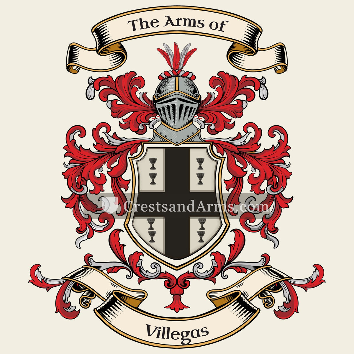 The Villegas coat of arms, drawn from the recorded blazon