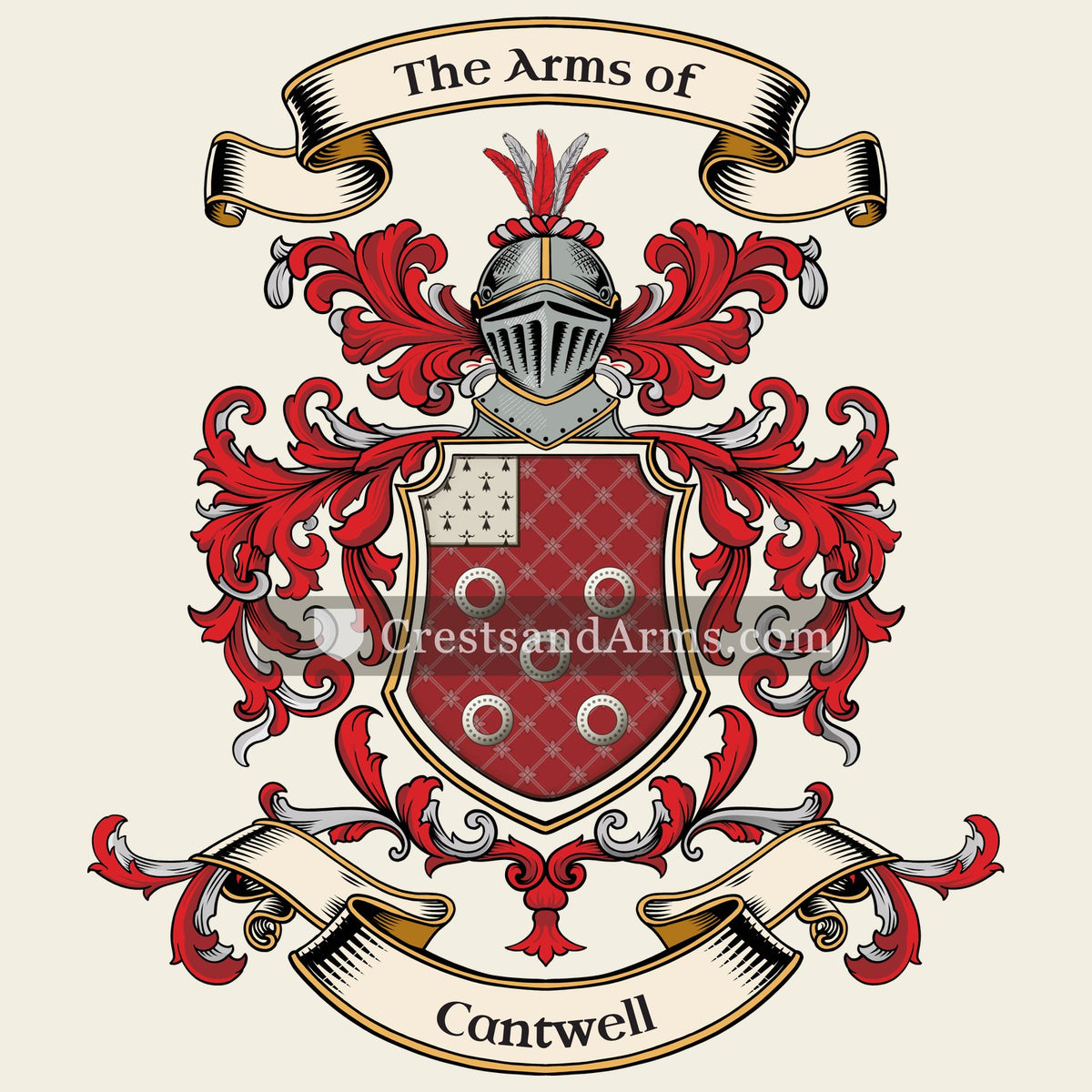 The Cantwell coat of arms, drawn from the recorded blazon
