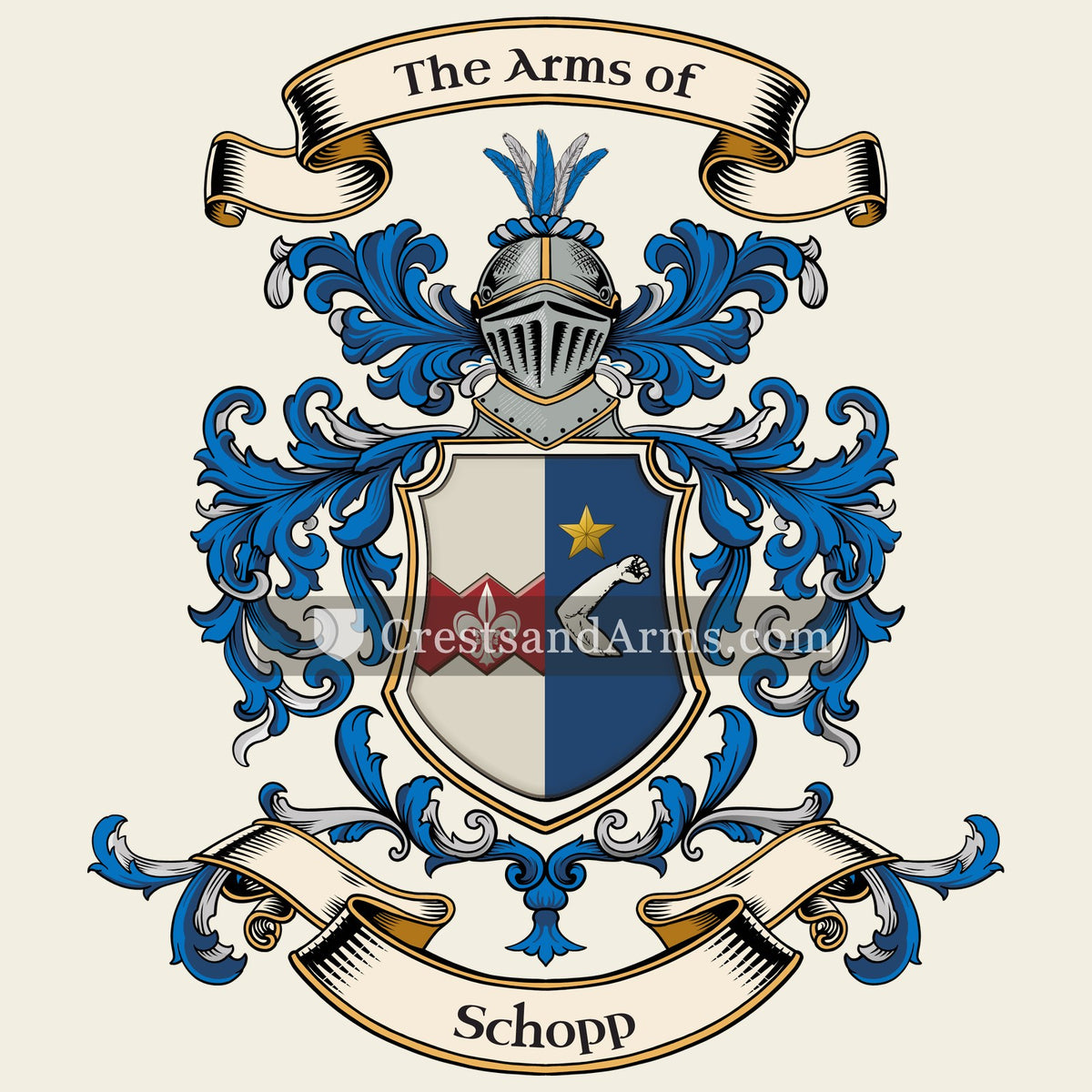 The Schopp coat of arms, drawn from the recorded blazon