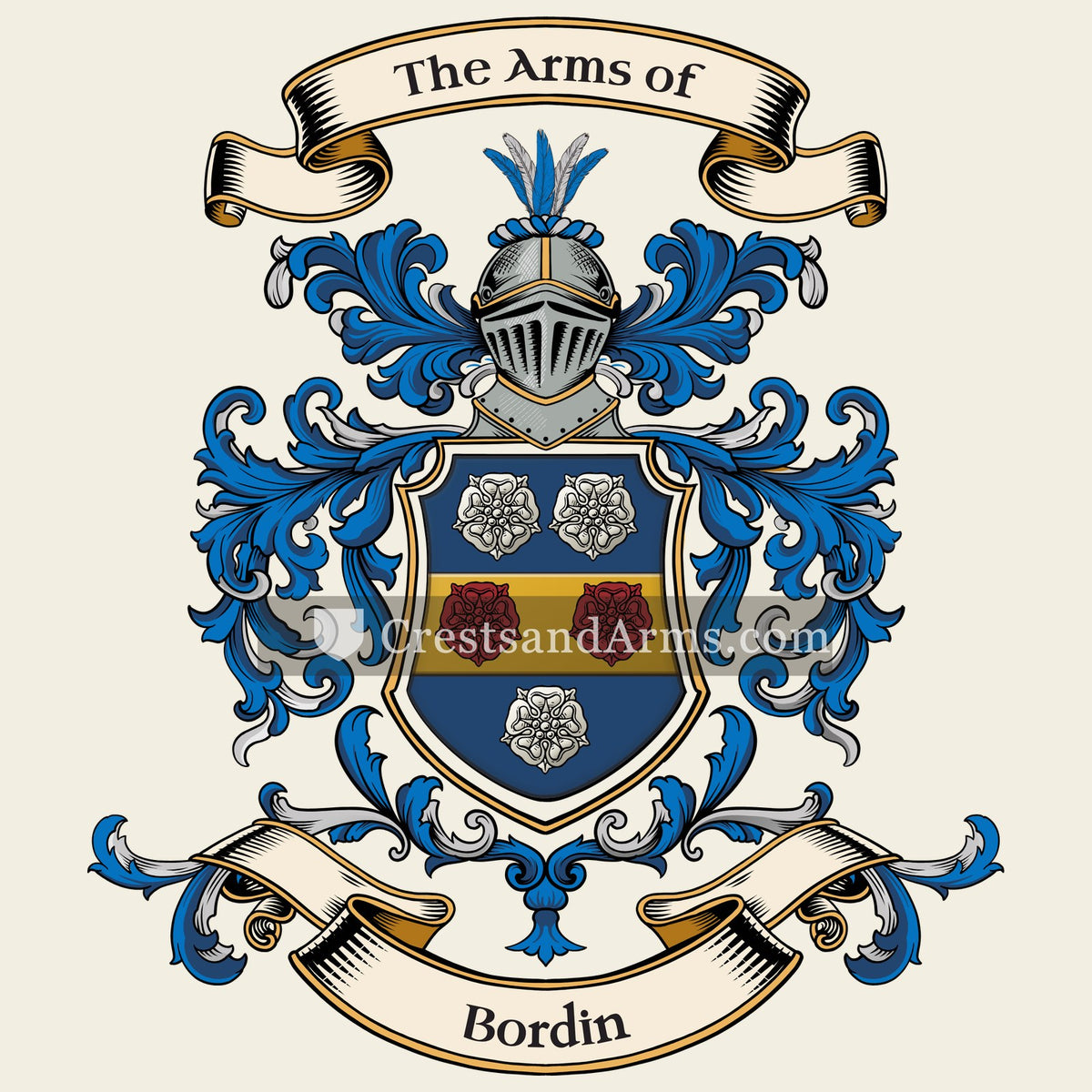 The Bordin coat of arms, drawn from the recorded blazon