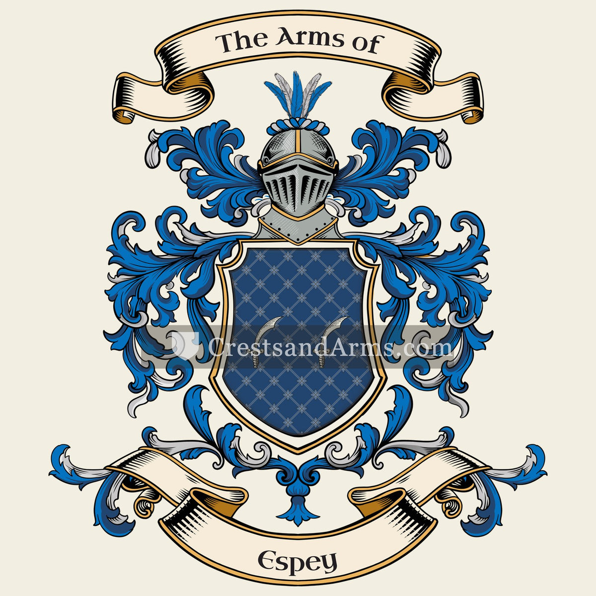 The Espey coat of arms, drawn from the recorded blazon
