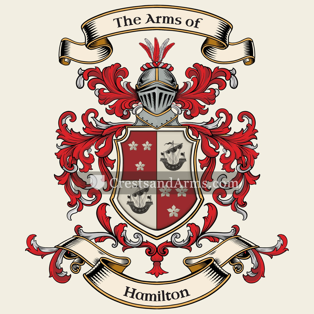 The Hamilton coat of arms, drawn from the recorded blazon