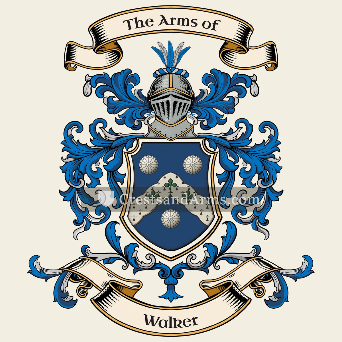 The Walker coat of arms, drawn from the recorded blazon