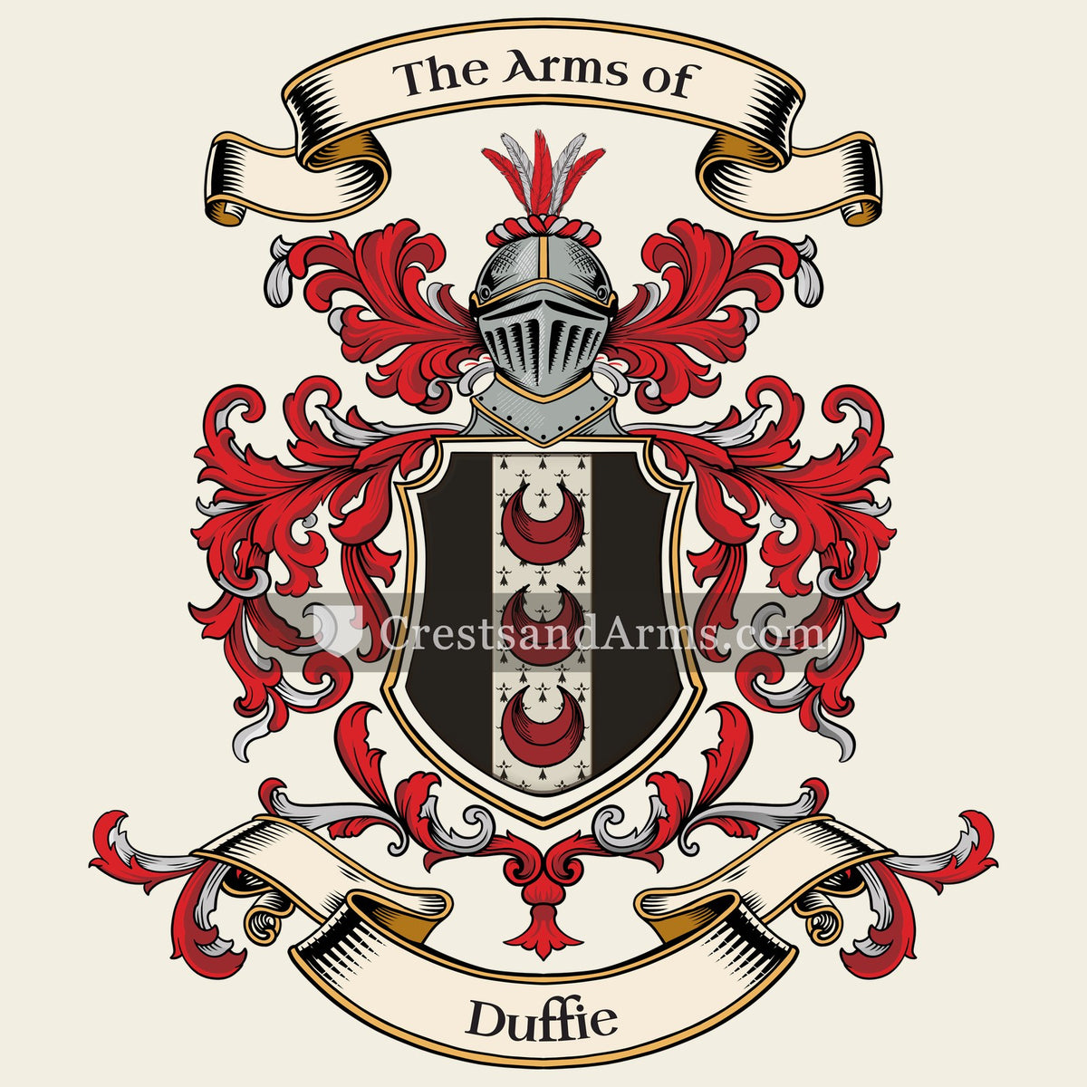 The Duffie coat of arms, drawn from the recorded blazon