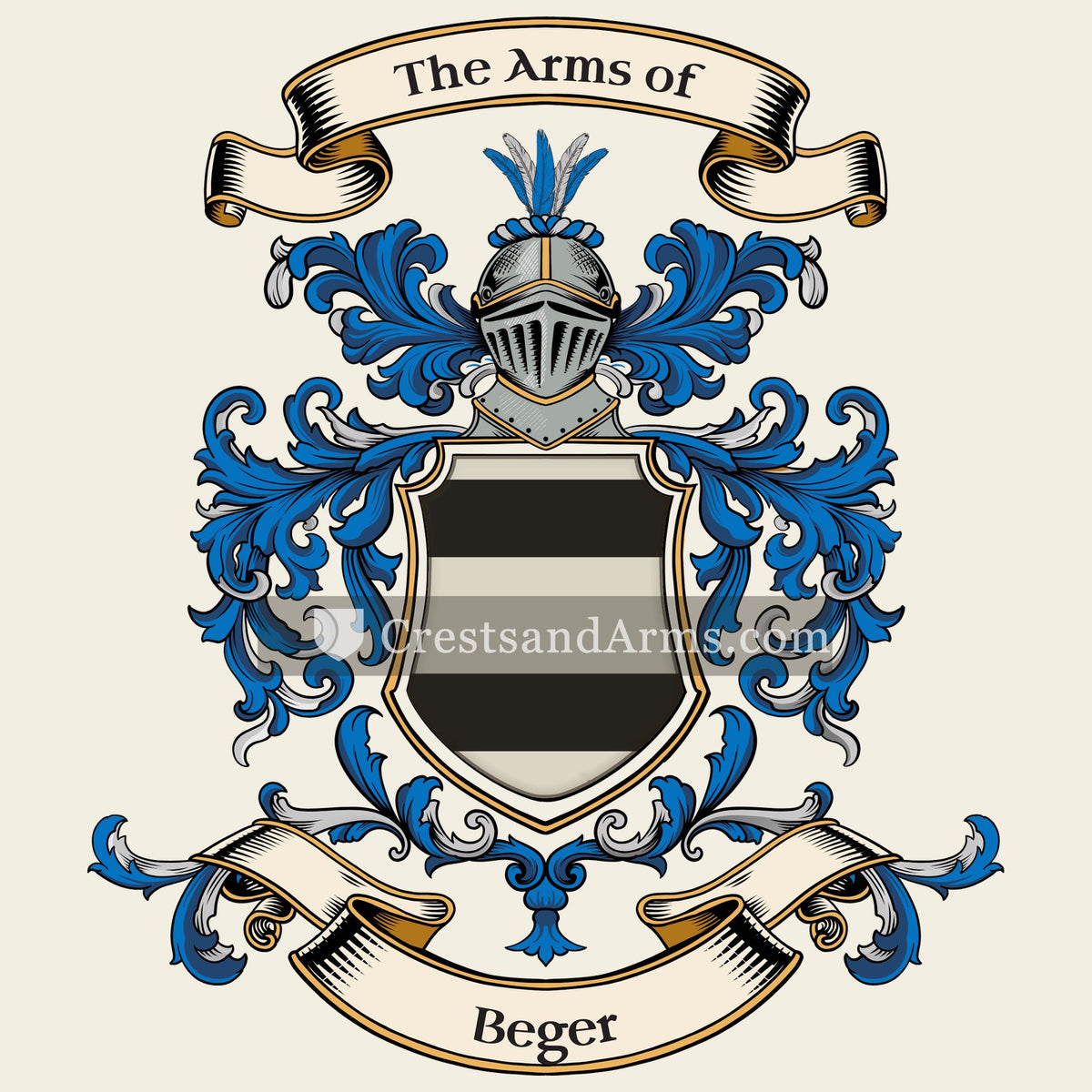 The Beger coat of arms, drawn from the recorded blazon