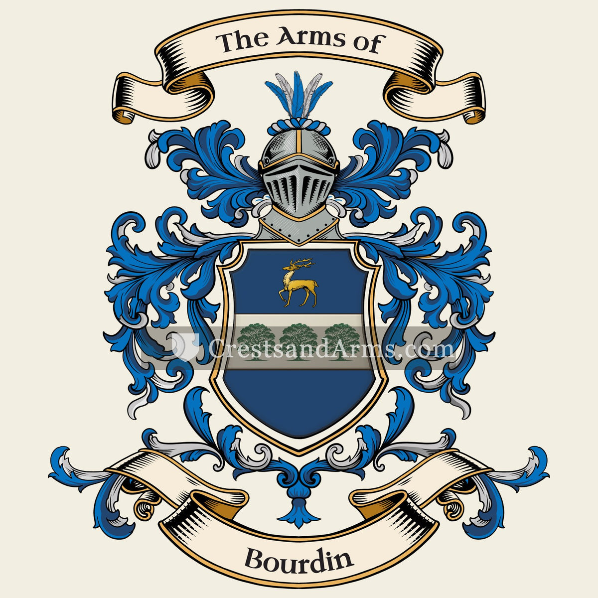 The Bourdin coat of arms, drawn from the recorded blazon