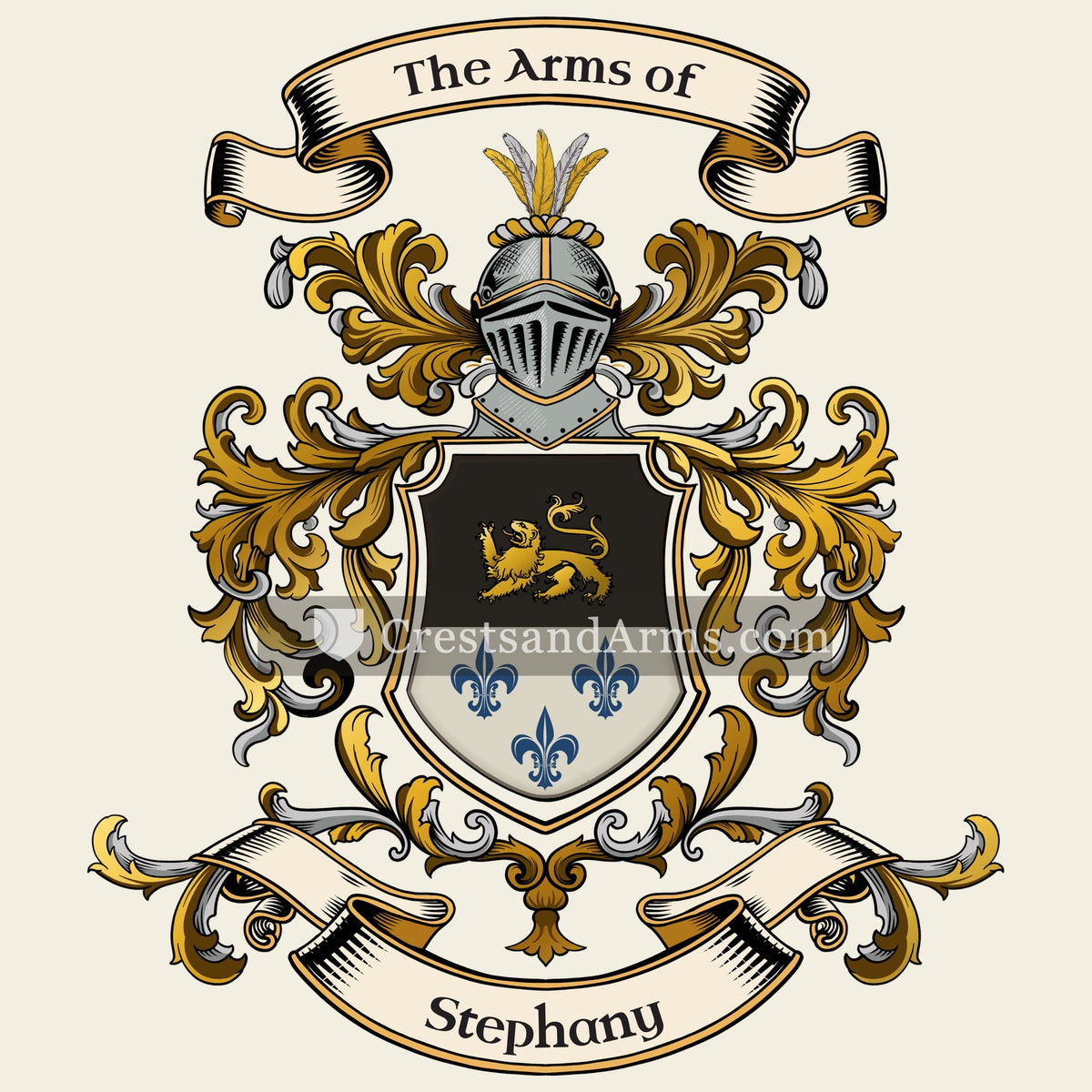 The Stephany coat of arms, drawn from the recorded blazon
