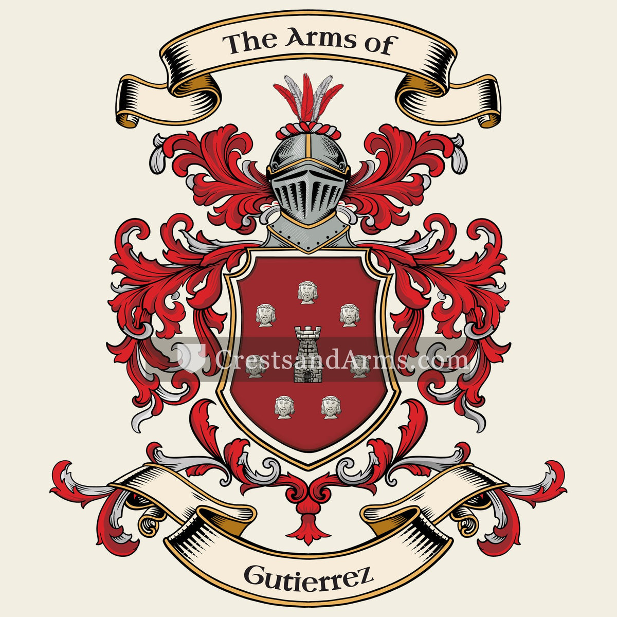 The Gutierrez coat of arms, drawn from the recorded blazon
