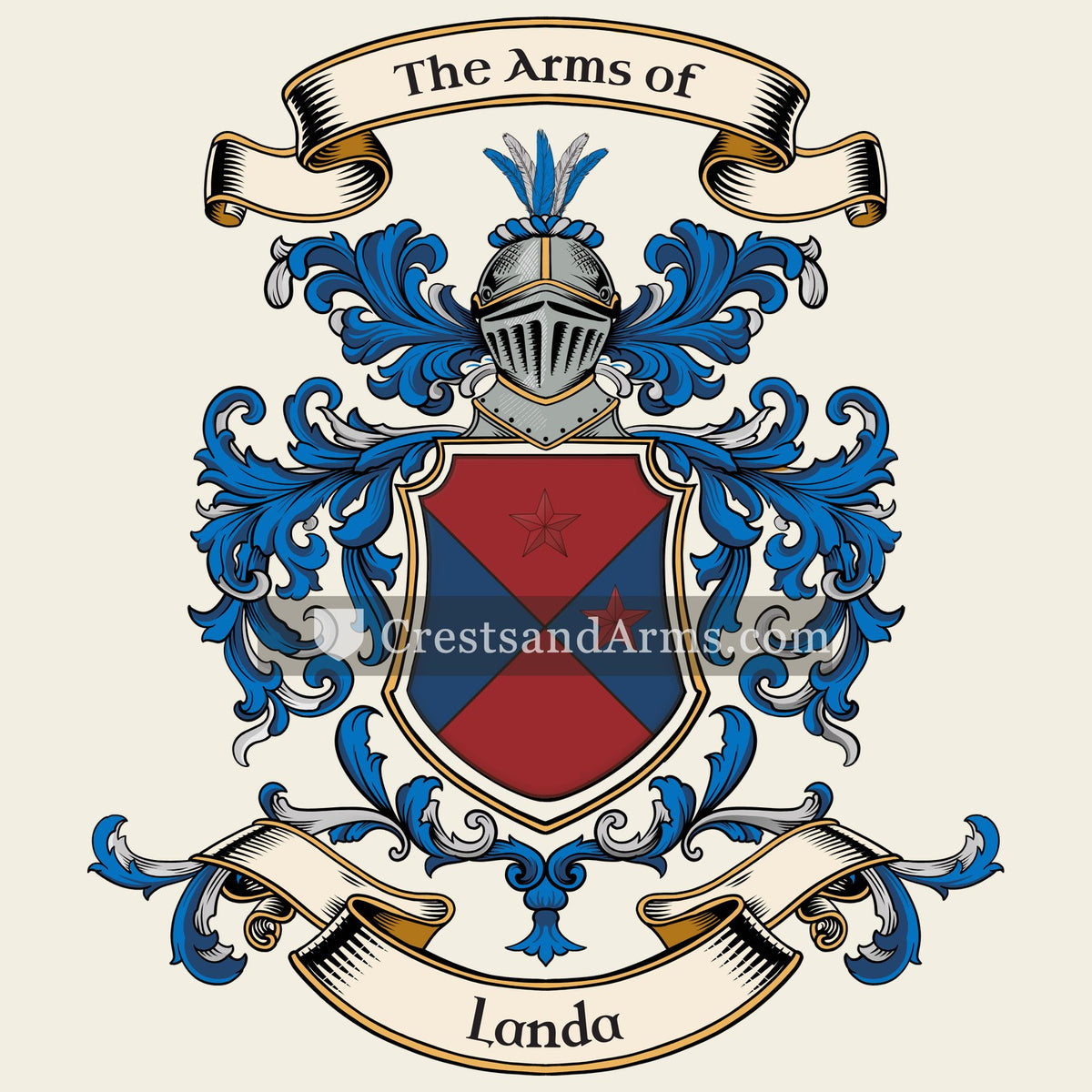 The Landa coat of arms, drawn from the recorded blazon