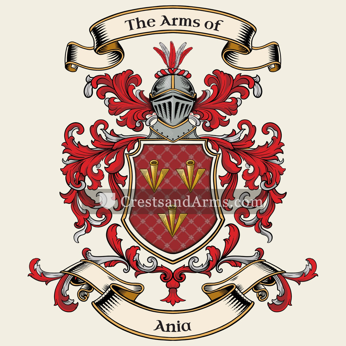 The Ania coat of arms, drawn from the recorded blazon