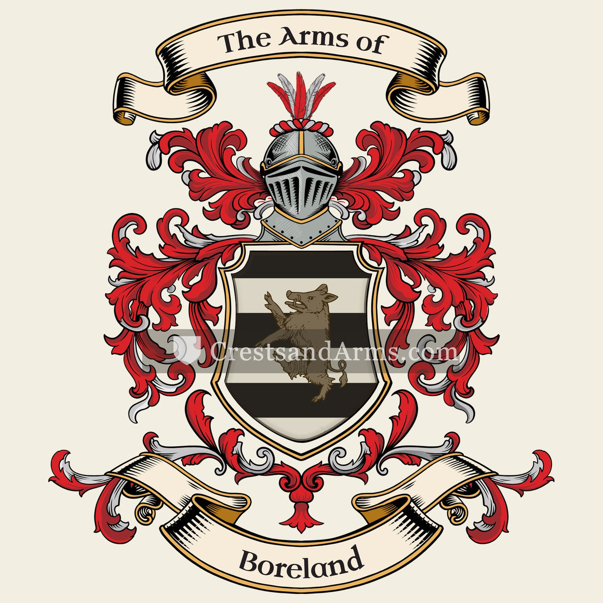 The Boreland coat of arms, drawn from the recorded blazon