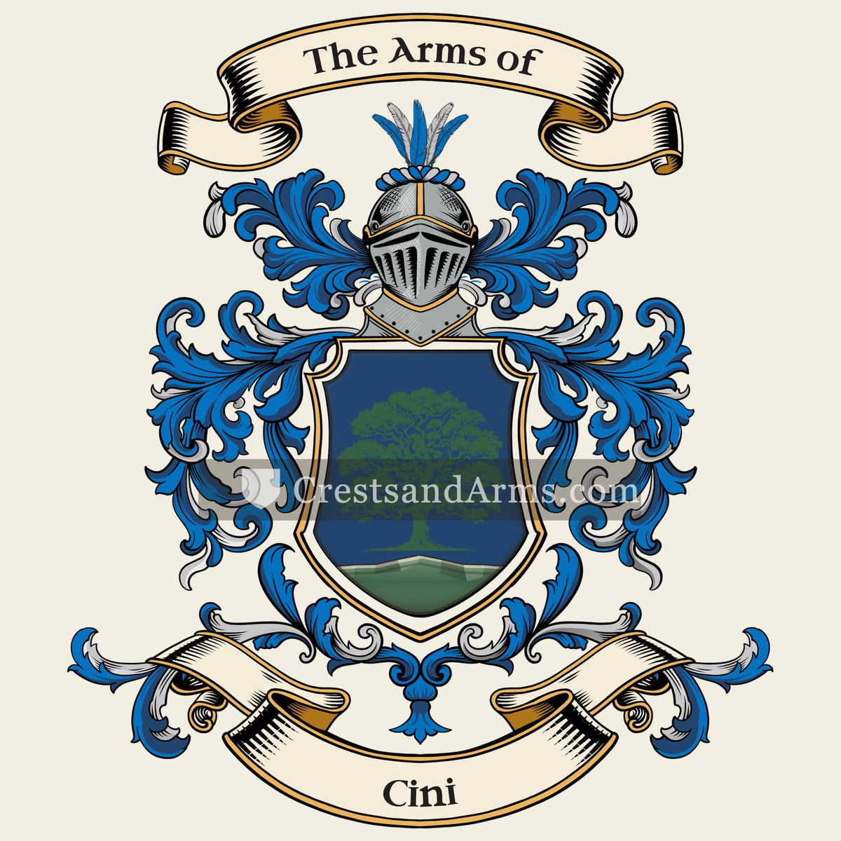 The Cini coat of arms, drawn from the recorded blazon