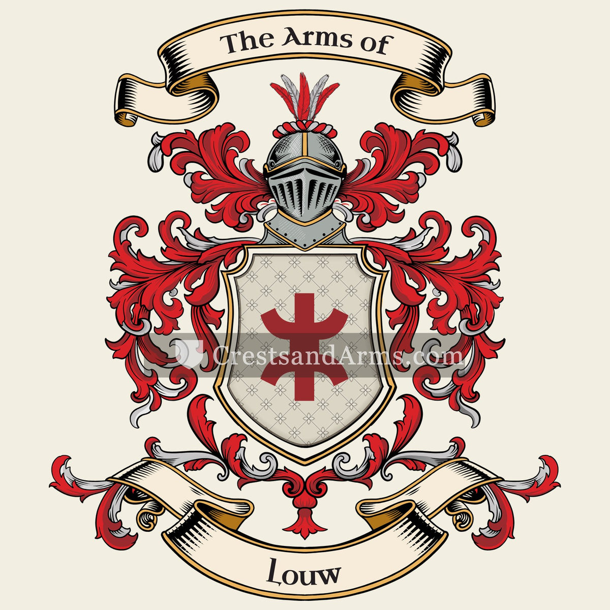 The Louw coat of arms, drawn from the recorded blazon
