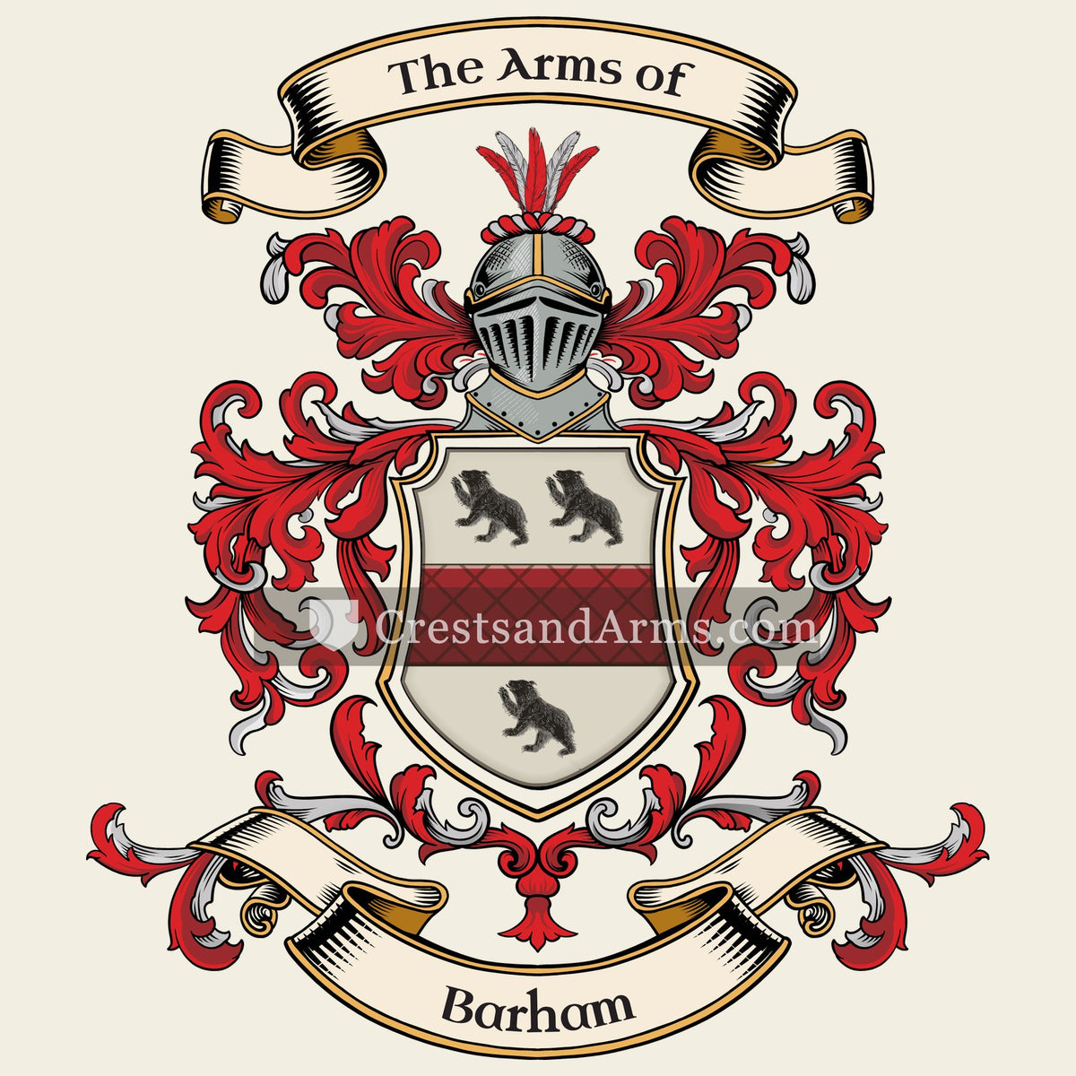 The Barham coat of arms, drawn from the recorded blazon