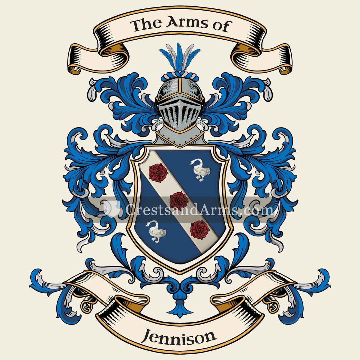 The Jennison coat of arms, drawn from the recorded blazon