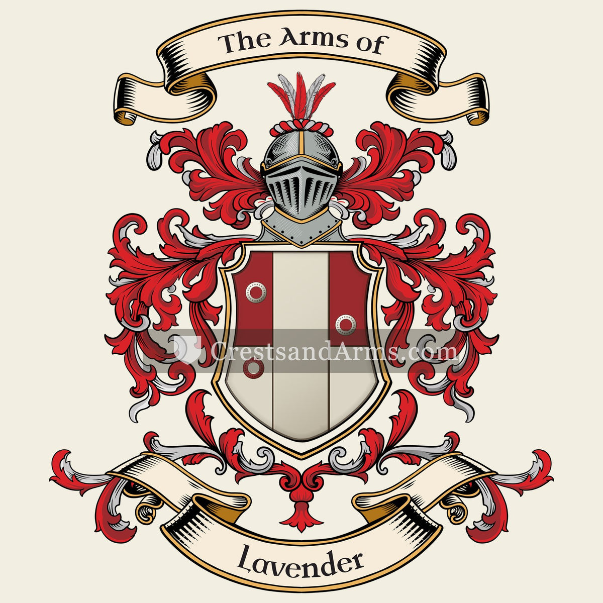 The Lavender coat of arms, drawn from the recorded blazon