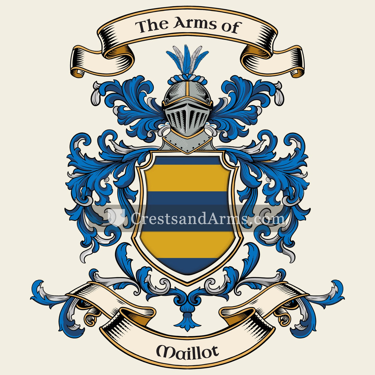 The Maillot coat of arms, drawn from the recorded blazon