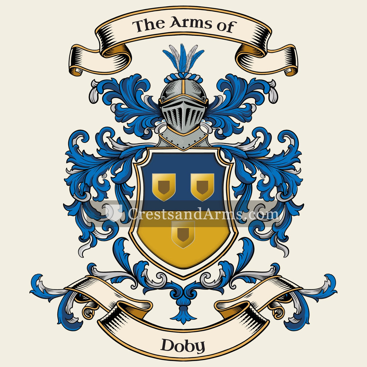 The Doby coat of arms, drawn from the recorded blazon