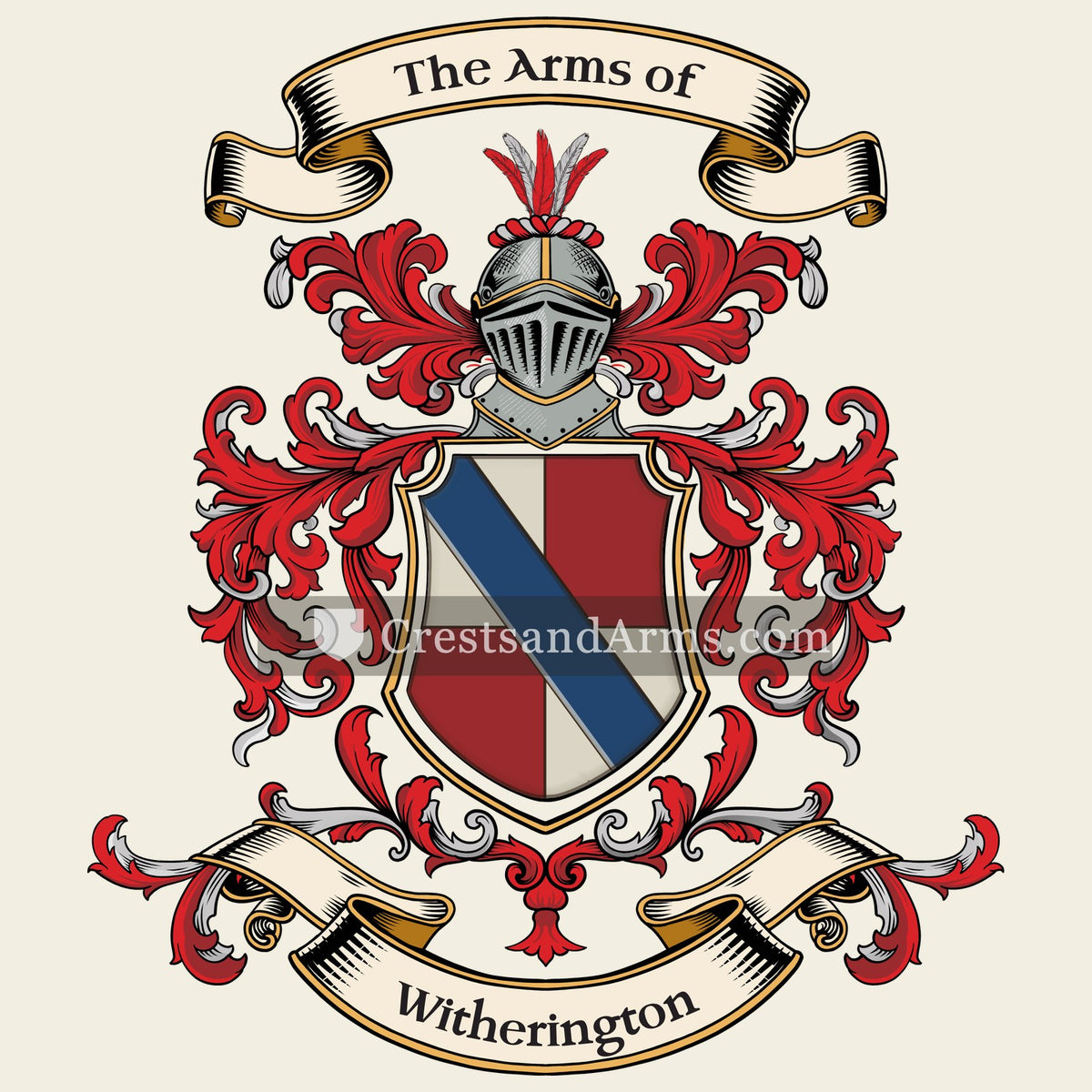 The Witherington coat of arms, drawn from the recorded blazon
