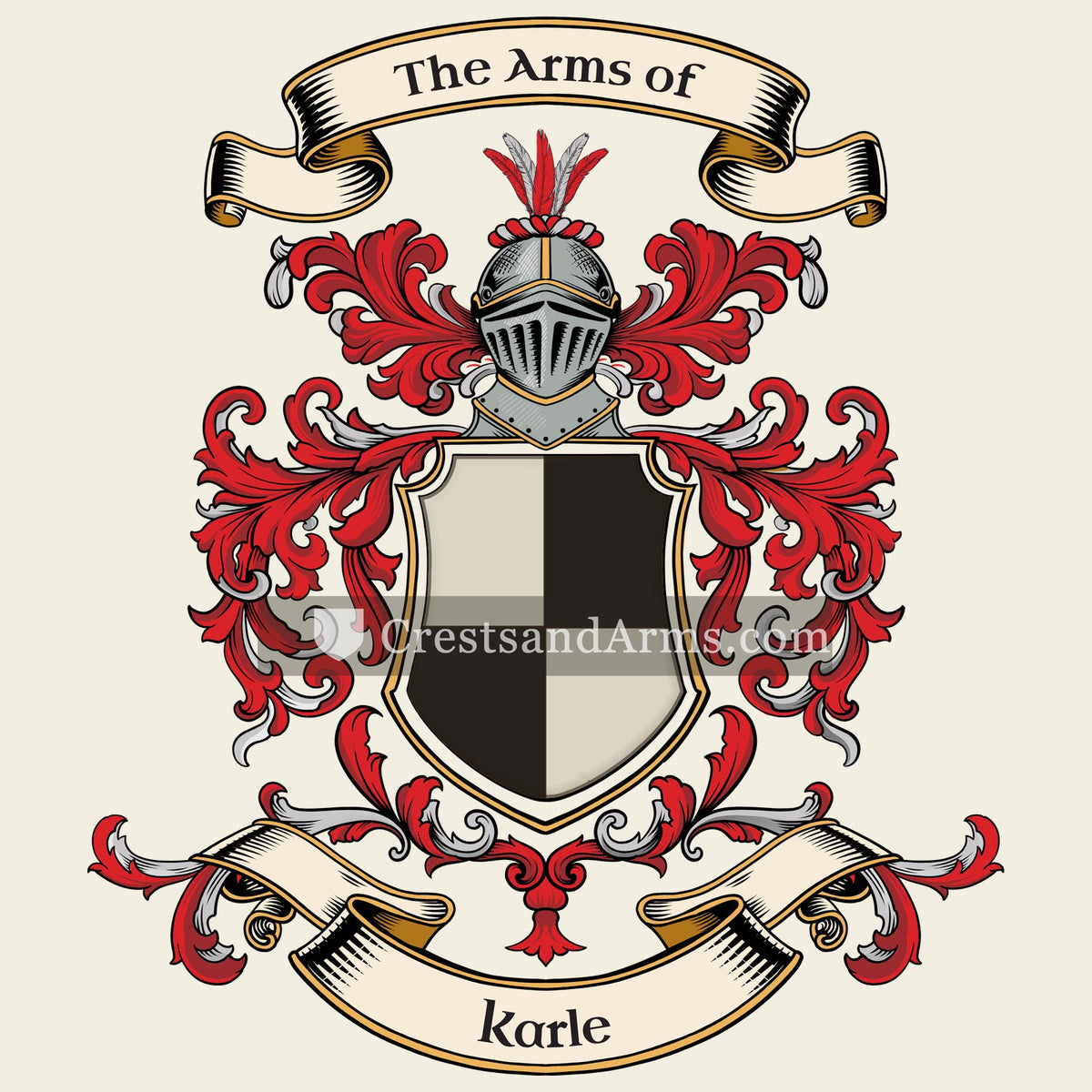 The Karle coat of arms, drawn from the recorded blazon