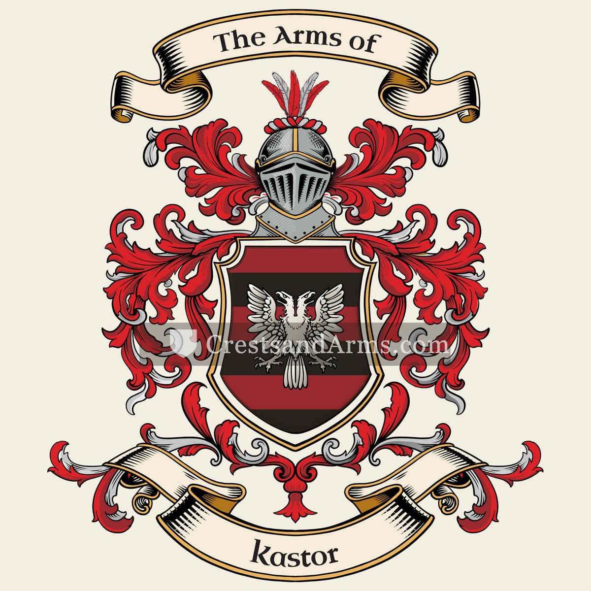The Kastor coat of arms, drawn from the recorded blazon