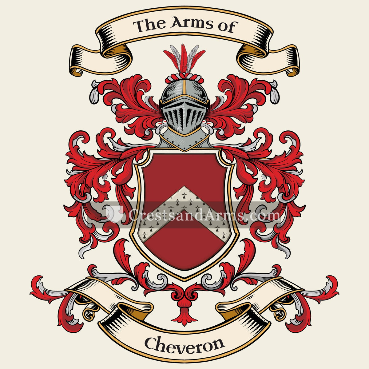 The Cheveron coat of arms, drawn from the recorded blazon