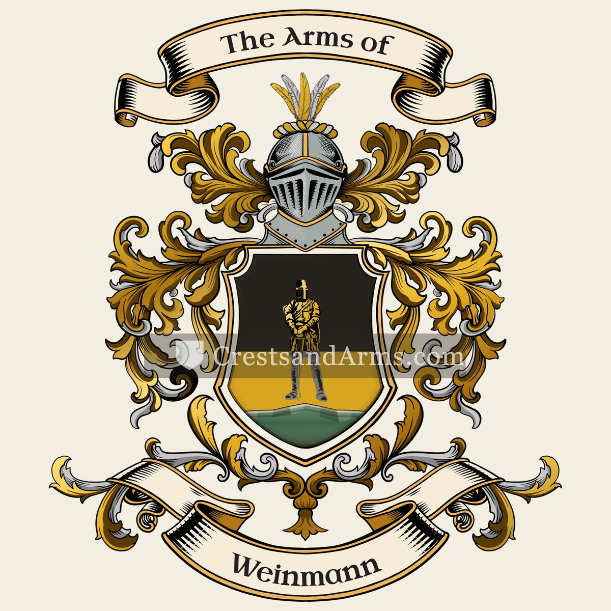 The Weinmann coat of arms, drawn from the recorded blazon