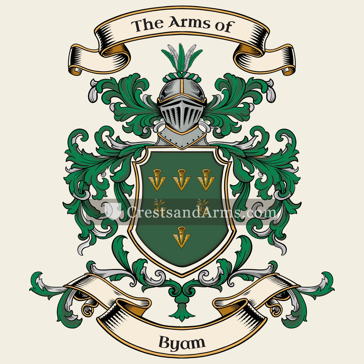 The Byam coat of arms, drawn from the recorded blazon