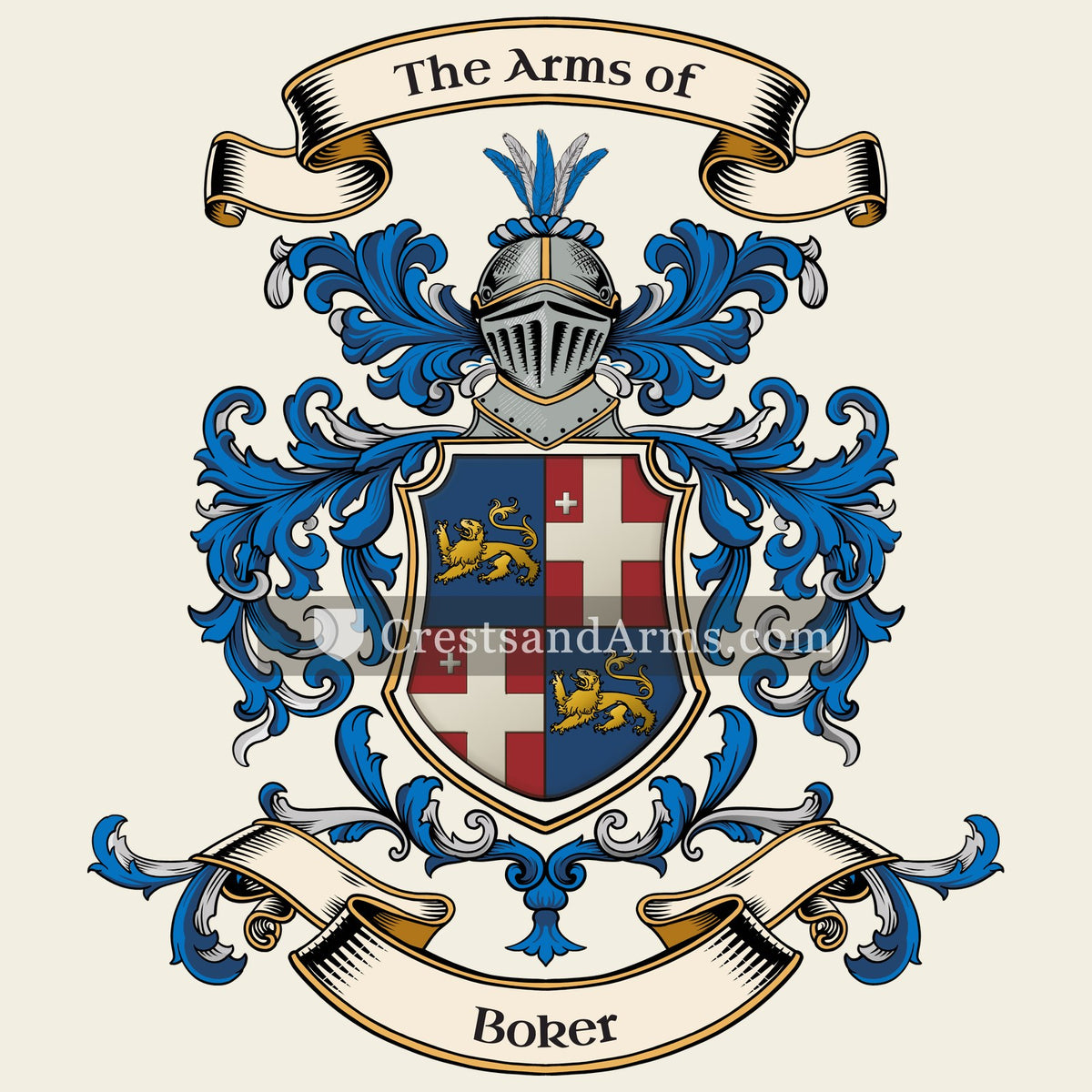 The Boker coat of arms, drawn from the recorded blazon