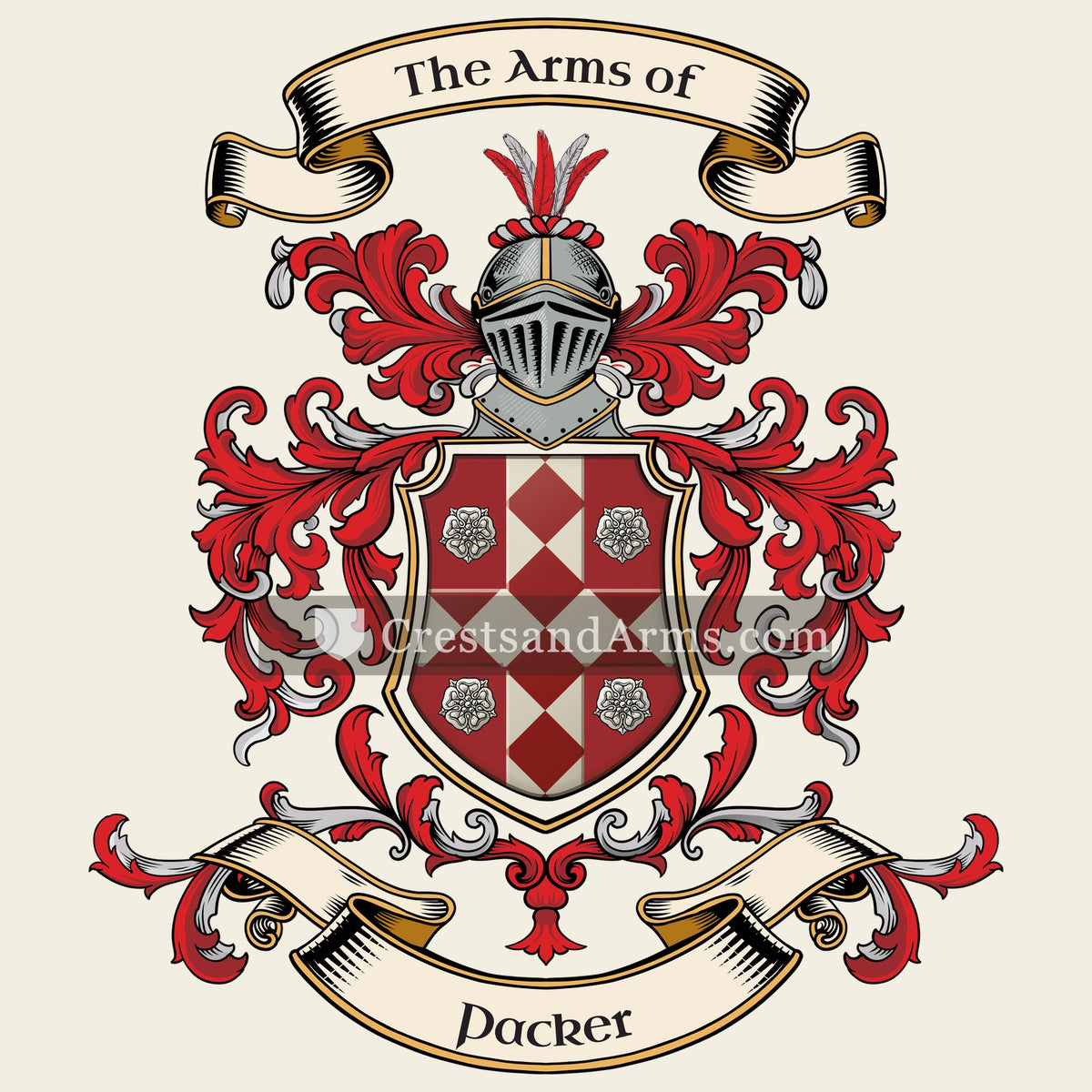 The Packer coat of arms, drawn from the recorded blazon