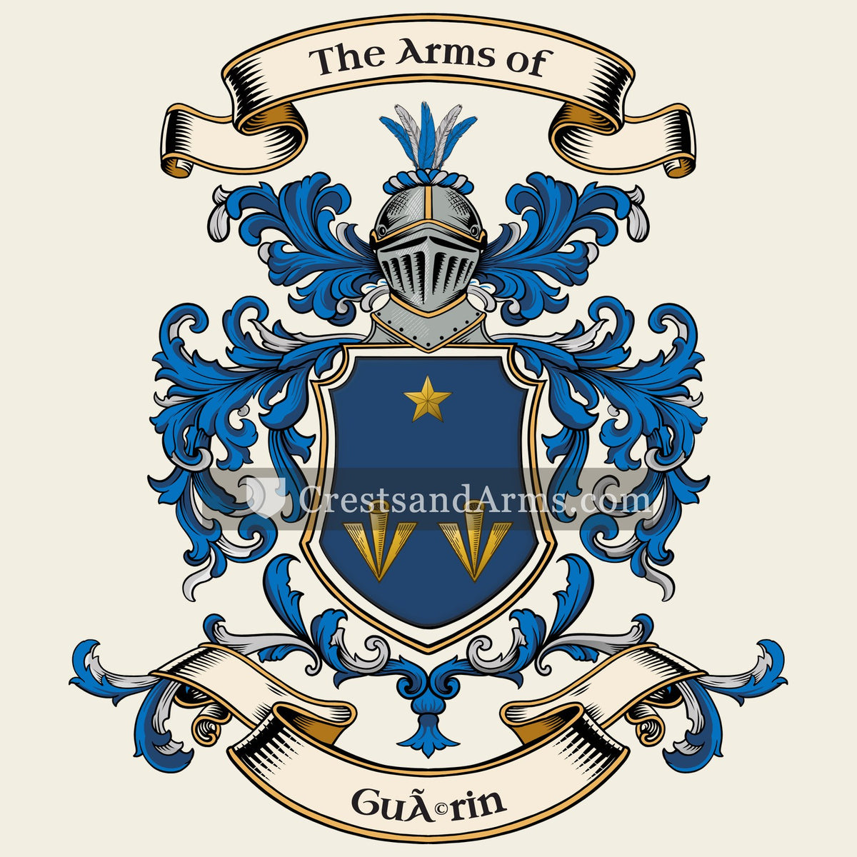 The Guérin coat of arms, drawn from the recorded blazon