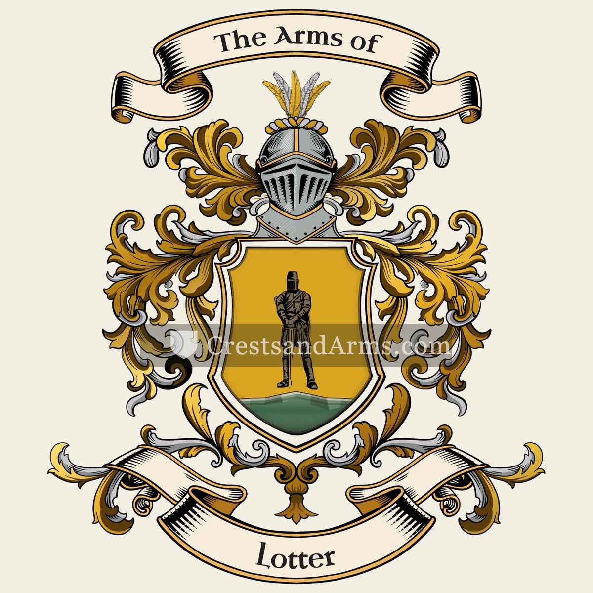The Lotter coat of arms, drawn from the recorded blazon
