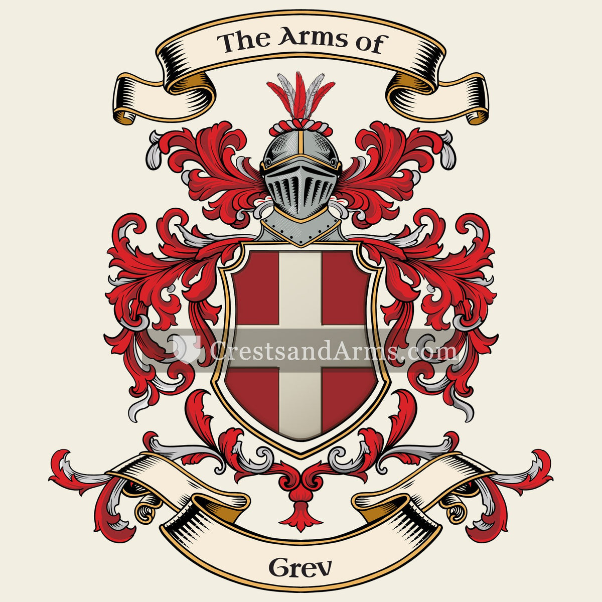 The Grev coat of arms, drawn from the recorded blazon