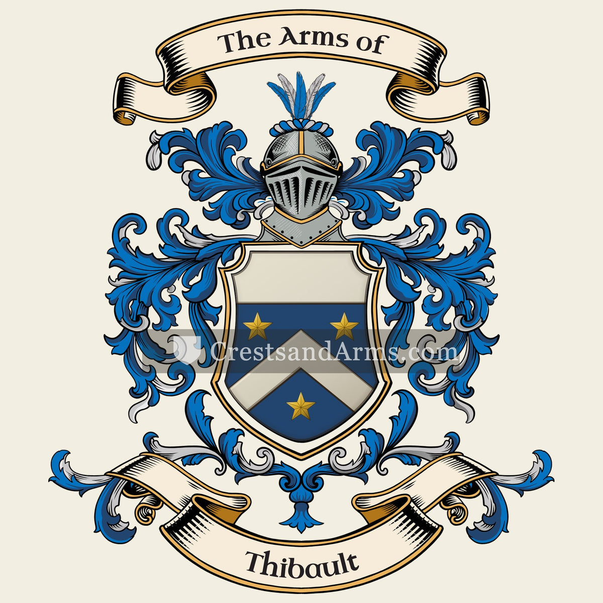 The Thibault coat of arms, drawn from the recorded blazon