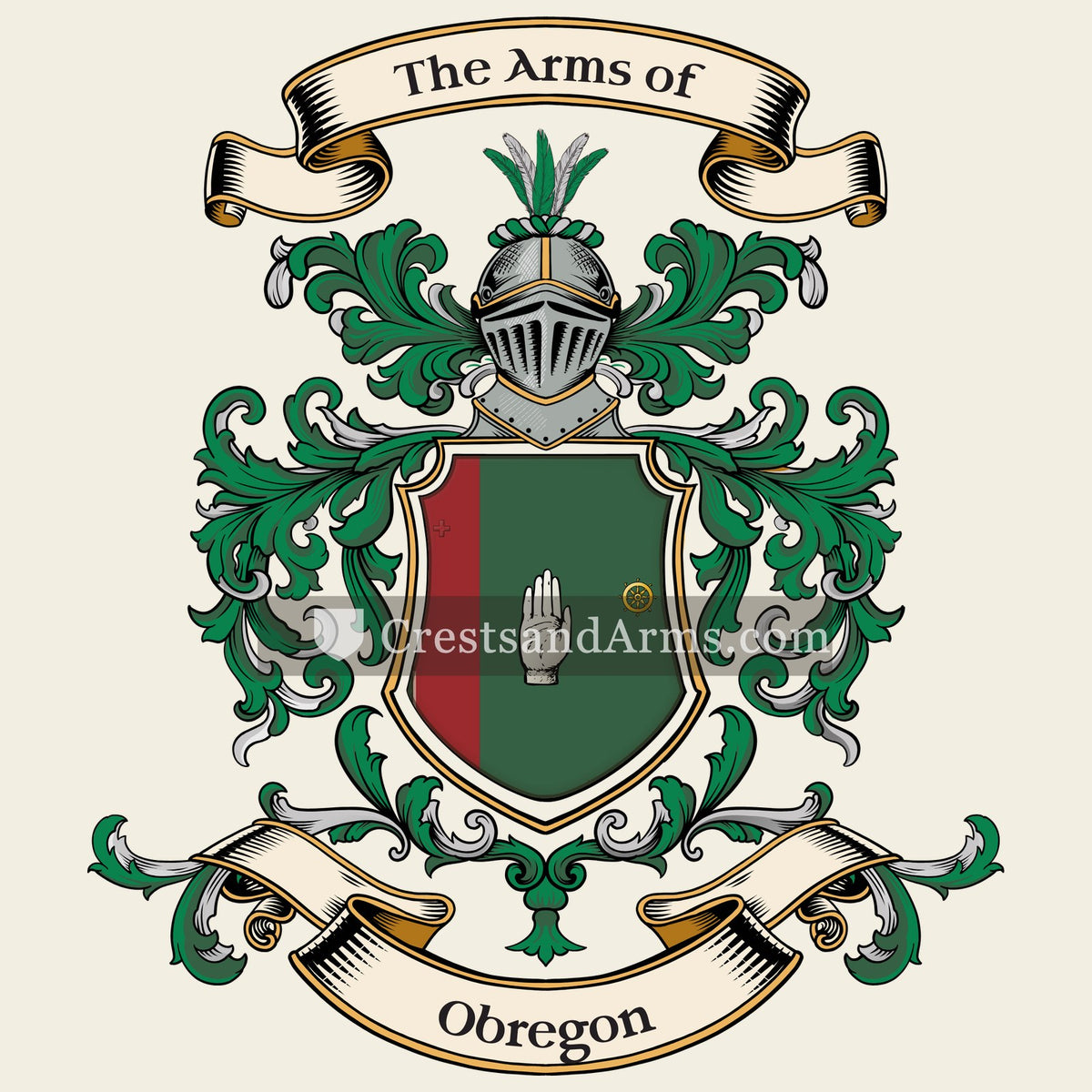 The Obregon coat of arms, drawn from the recorded blazon