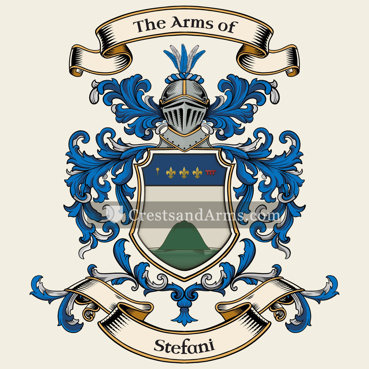 The Stefani coat of arms, drawn from the recorded blazon