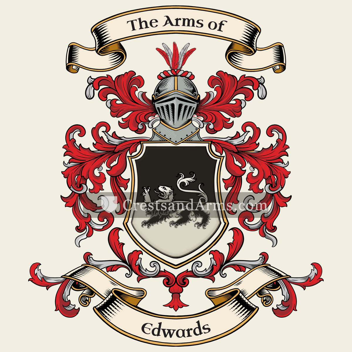 The Edwards coat of arms, drawn from the recorded blazon
